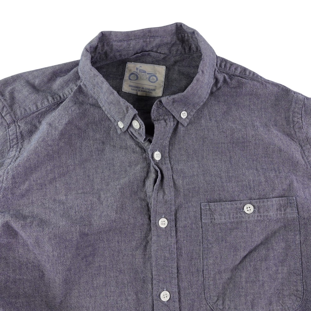 Mugsy Mens Large‎ Heathered Stretch Button Down Shirt Organic Cotton Portugal